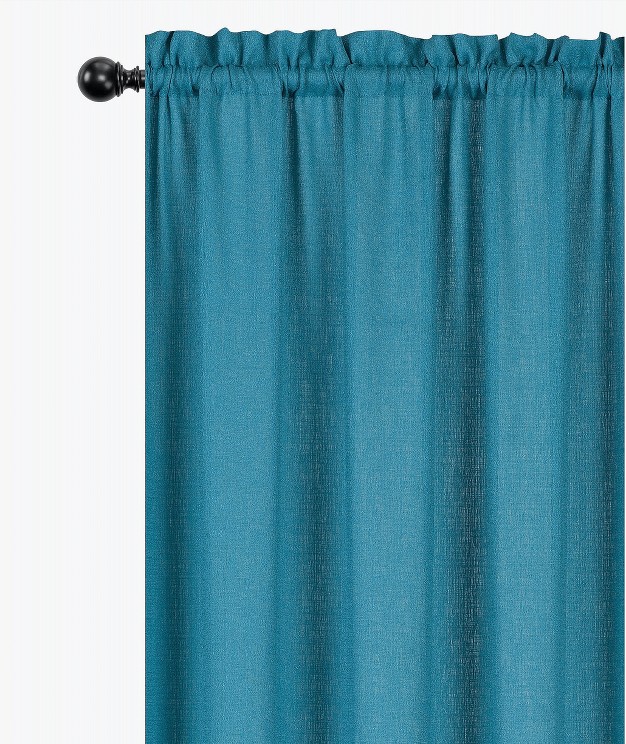 Kate Aurora Semi Sheer Flax Styled Turquoise Rod Pocket Single Window Curtain Panel 52 In W X 84 In L