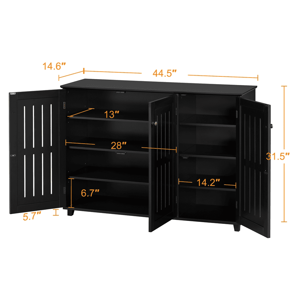 Easyfashion 4 Tier Shoe Storage Cabinet Shoes Rack， Black