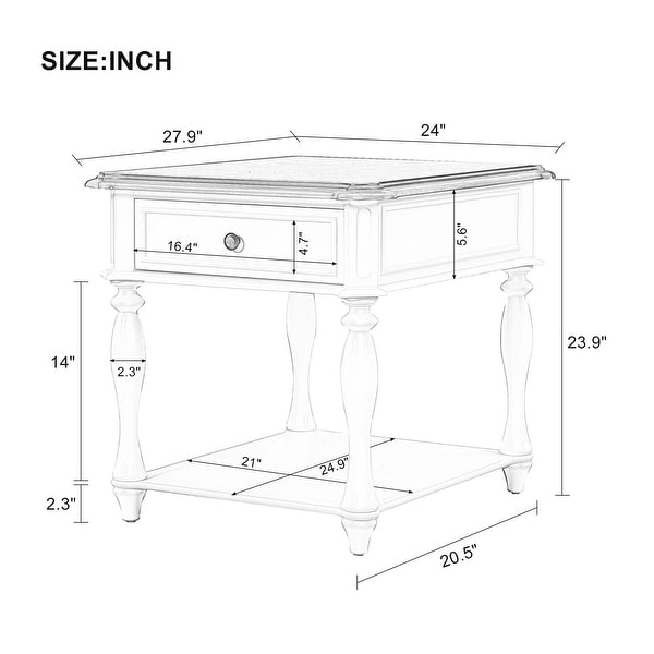 Side Table with Open Styled Shelf Large Storage Space