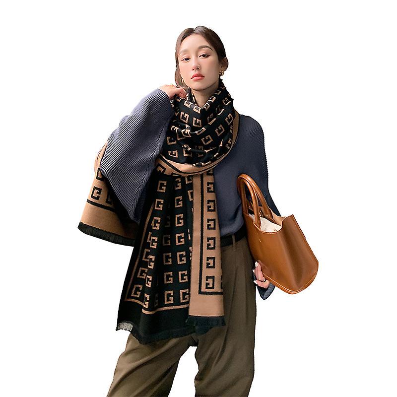 Women's Scarf Autumn And Winter New Artificial Cashmere Scarf Geometric Printed Shawl European And American Street Scarf Winter Women's