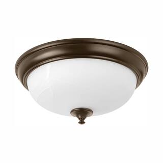 Progress Lighting 15 in. Alabaster Collection 28 -Watt Antique Bronze Integrated LED Flush Mount P350003-020-30