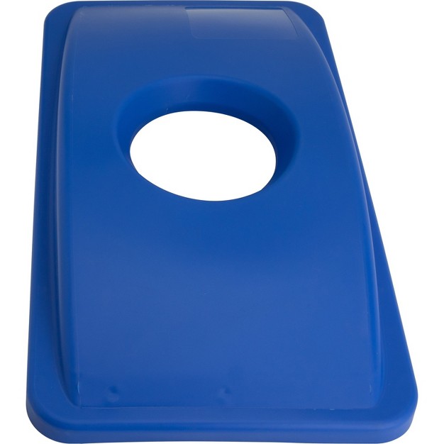 Genuine Joe Recycle Bin Lid W Round Hole 23 gallon Blue 98219