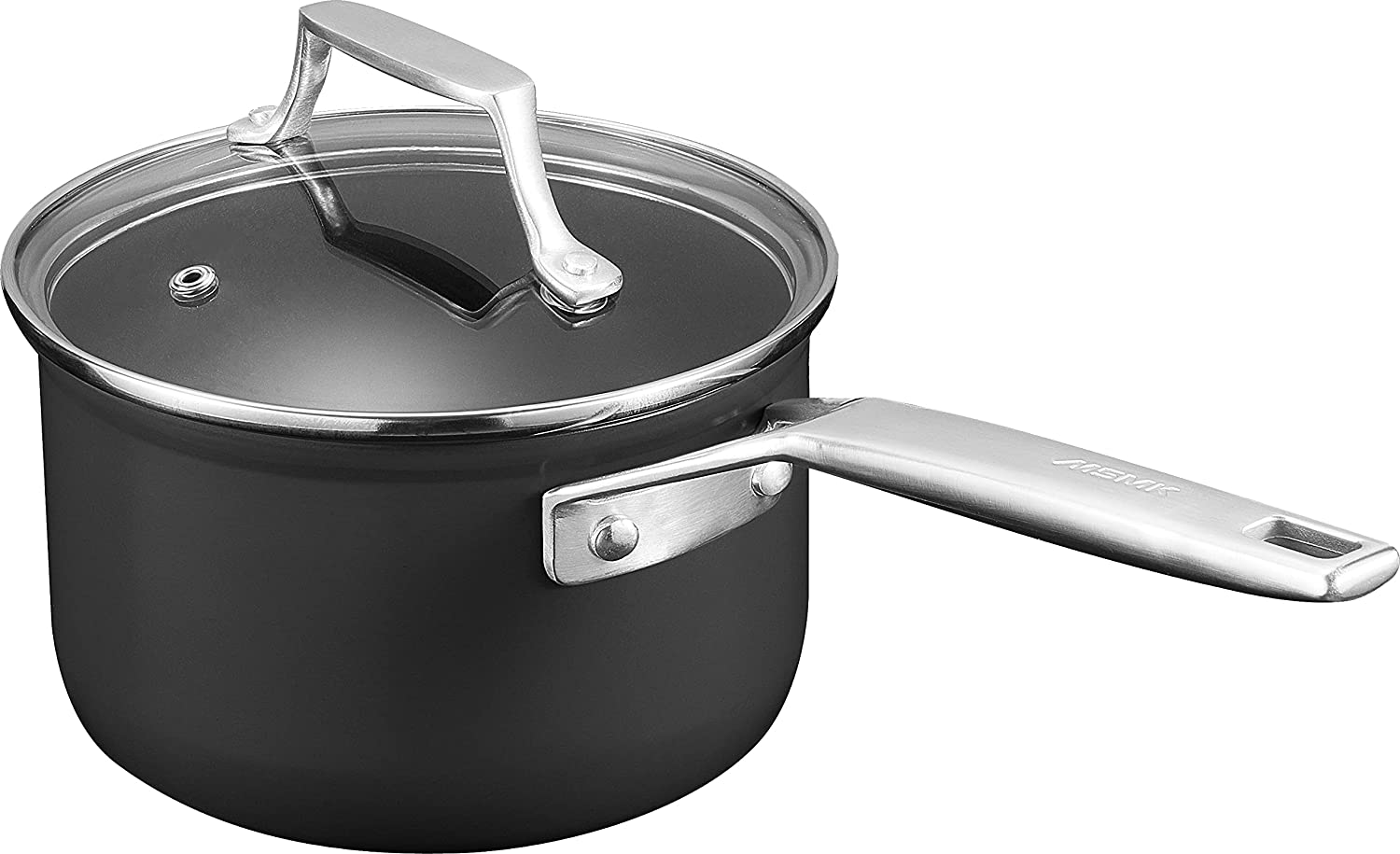 MSMK 1.5 Quart Saucepan with lid， Burnt also Non stick， Induction， Scratch-resistant， Small Cooking Pot