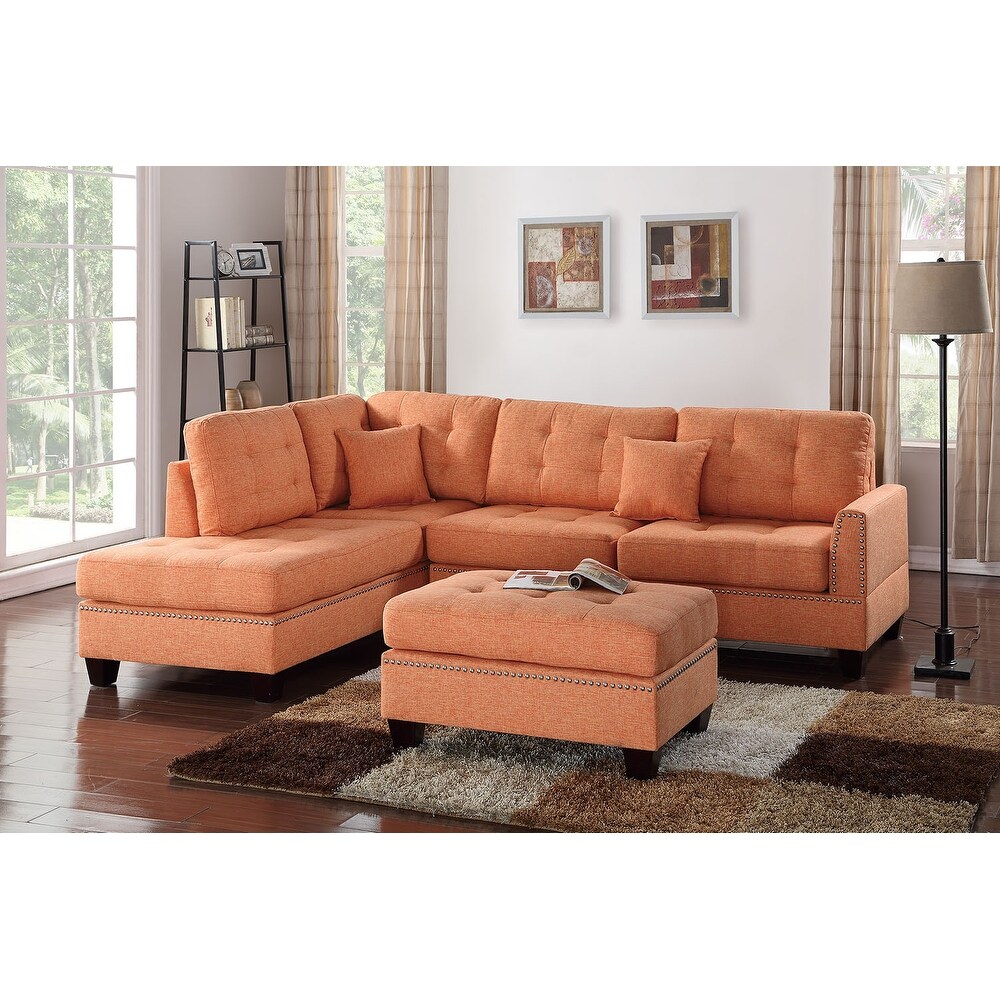 Bobkona Adolph Linen Left or Right Chaise Sectional Set