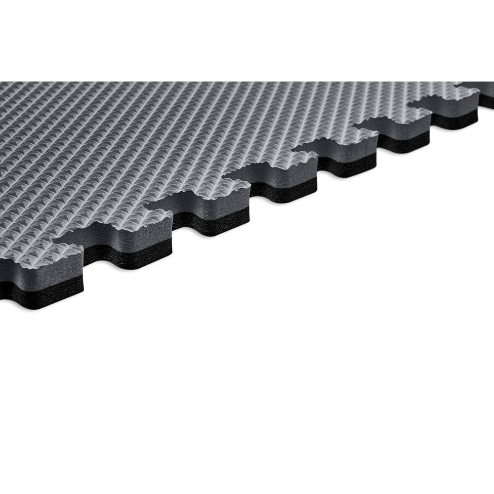 Norsk BlackGray 24 in. x 24 in. x 0.79 in. Foam Interlocking Reversible Floor Mat (4-Pack) 240279