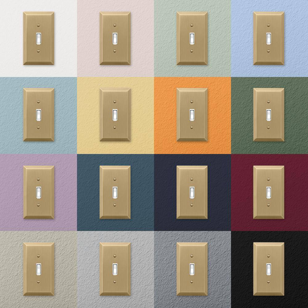 AMERELLE Metallic 2 Gang 1-Duplex and 1-Rocker Steel Wall Plate - Brushed Bronze 163RDBZ