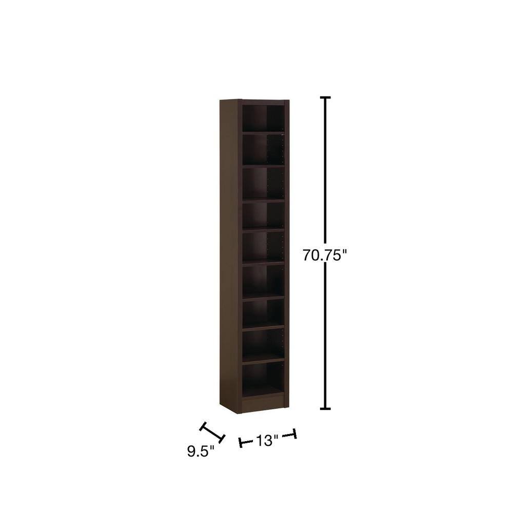 Coaster Home Furnishings Narrow 70.75 in. Cappuccino 9-Shelf Bookcase 800285