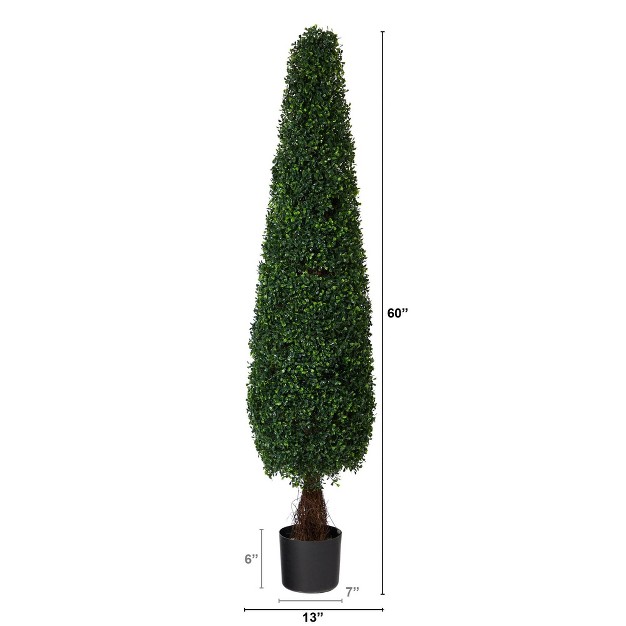 Nearly Natural 5-ft Boxwood Topiary Artificial Tree Uv Resistant (indoor/outdoor)