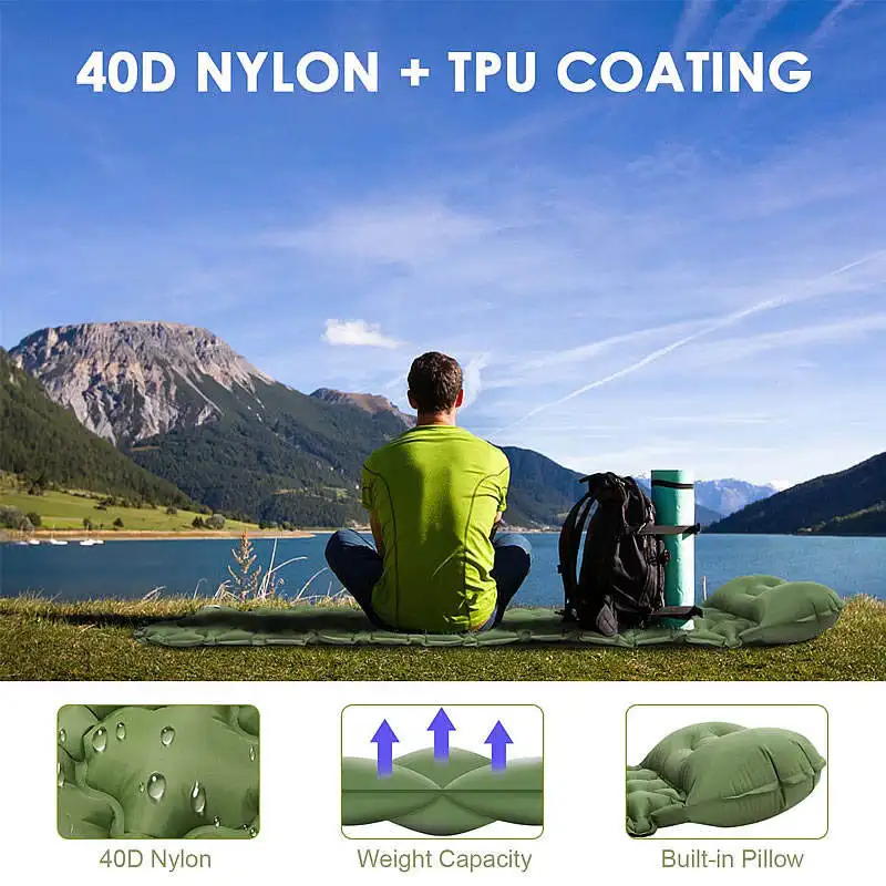 Custom Ground Grass Folding Outdoor Sleeping Pad Picnic Inflatable Camping Air Mat Mattress