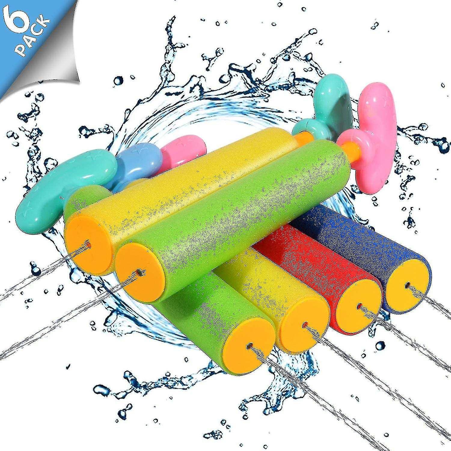 6 Pack Foam Water Blaster Set Pool Toys Water Guns For Kids Water Gun Blaster Shooter Swimming Pool