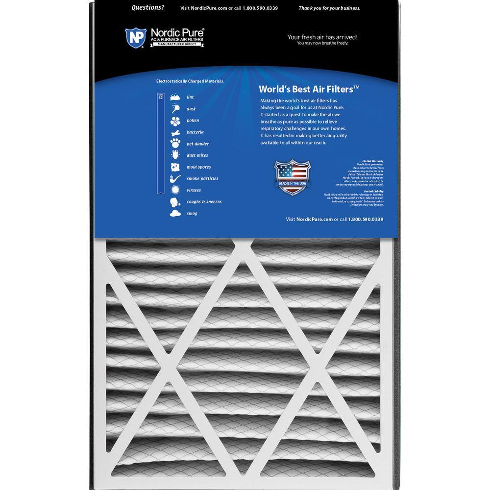 Nordic Pure 16 in. x 25 in. x 3 in. Air Bear Cub Replacement MERV 12 Air Filter (3-Pack) 16x25x3ABM12-3