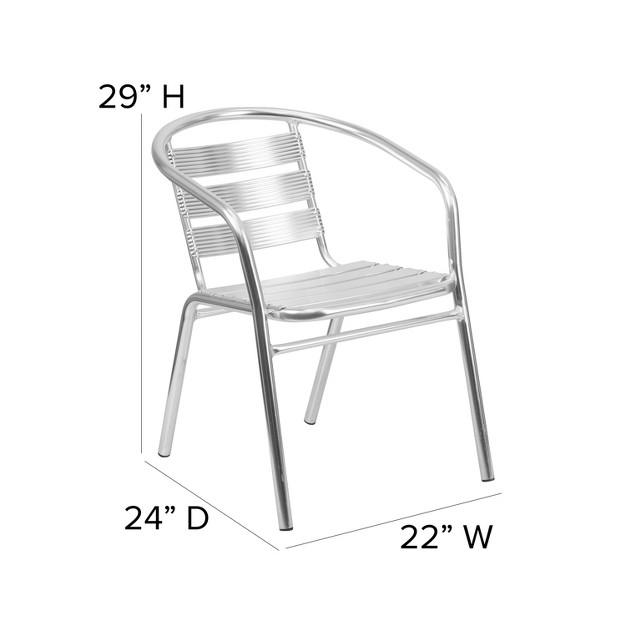 Emma And Oliver 4 Pack Heavy Duty Commercial Aluminum Indoor outdoor Slat back Stack Chair