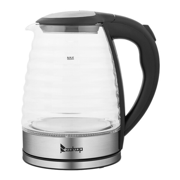 1.8L Stainless Steel Electric Kettle， Borosilicate Glass Kettle