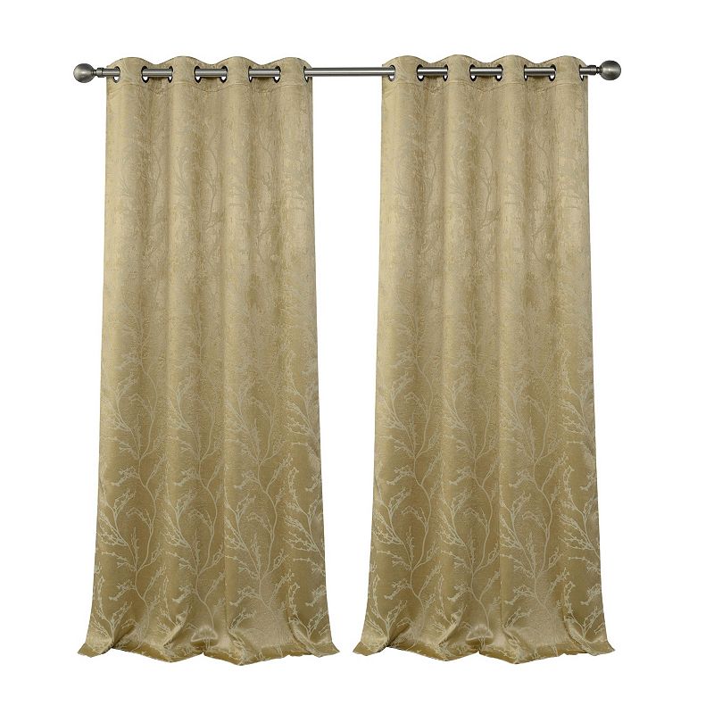 Kate Aurora 2 Pack Arbor Room Darkening Floral Grommet Top Window Curtain Panels