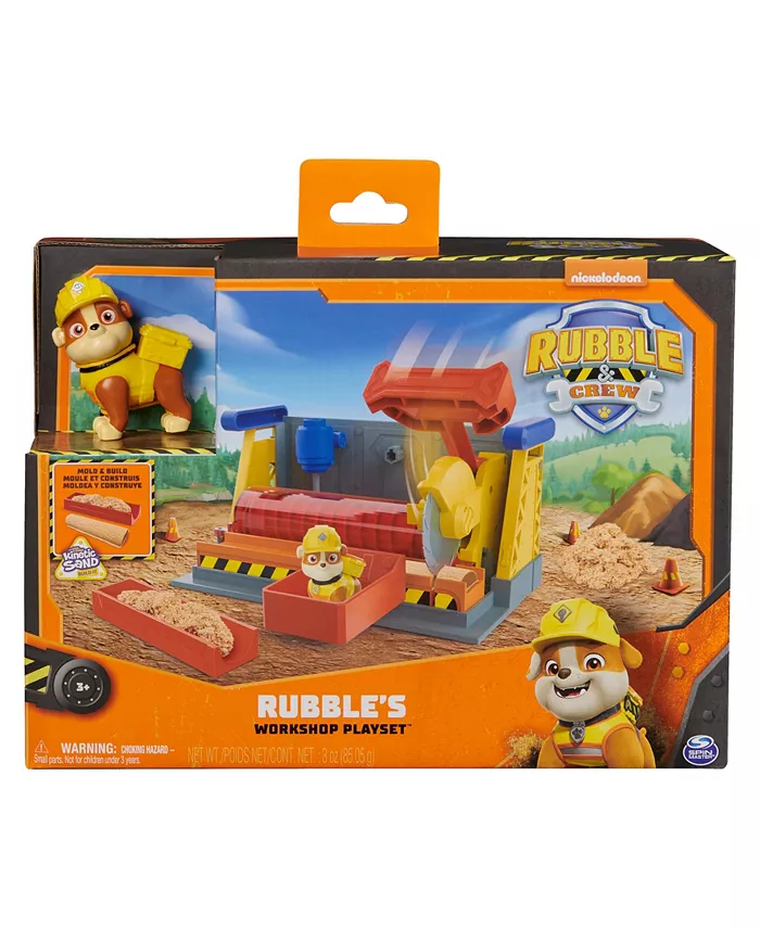 Rubble and Crew Rubbles Workshop Playset  Construction Toys with Kinetic Build-It Sand Rubble Action Figure