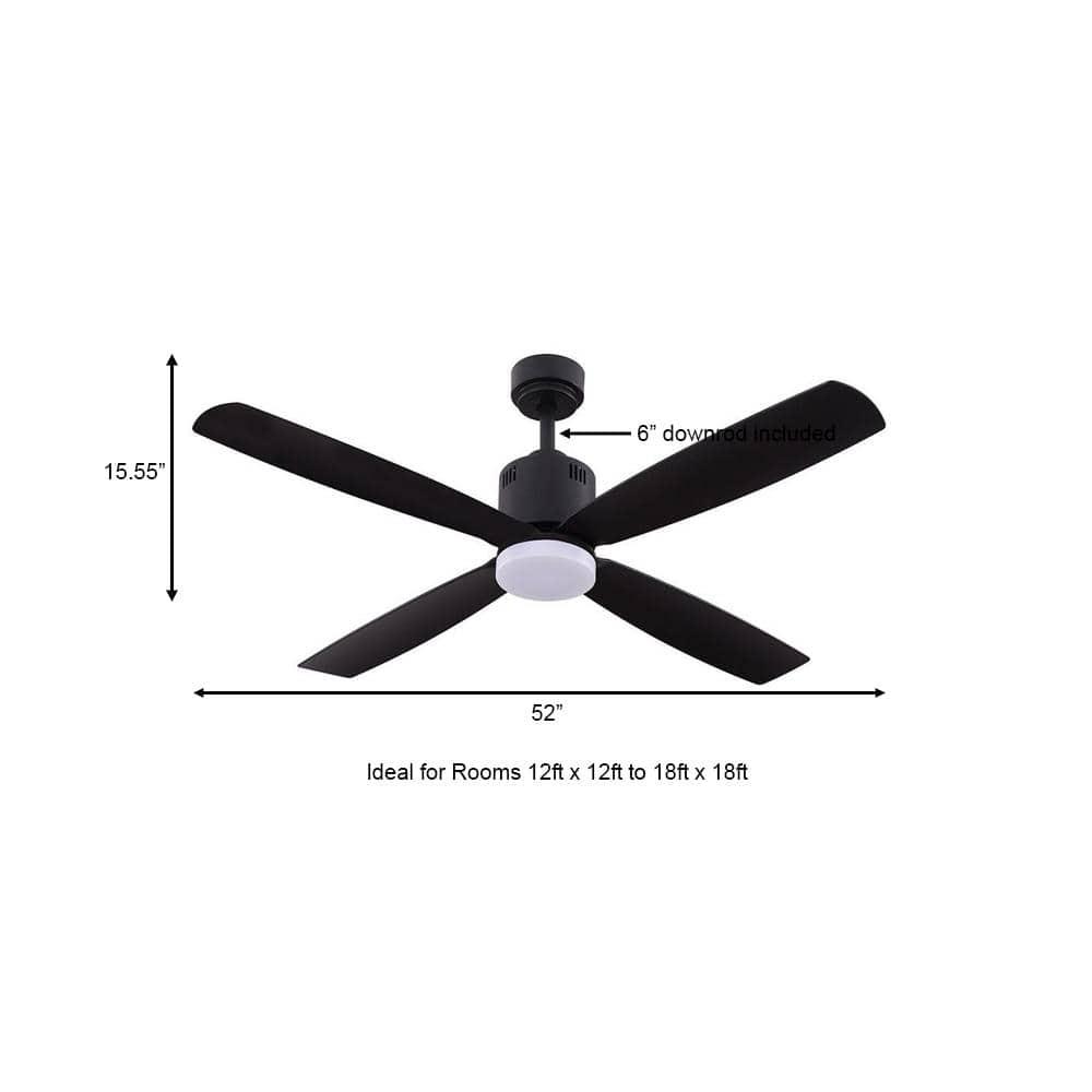 Home Decorators Collection Kitteridge 52 in LED Indoor Matte Black Ceiling Fan with Light Kit