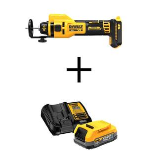 DW XR 20-Volt Lithium-Ion Cordless Rotary Drywall Cut-Out Tool with POWERSTACK 1.7 Ah Battery and Charger DCE555BWCBP034C