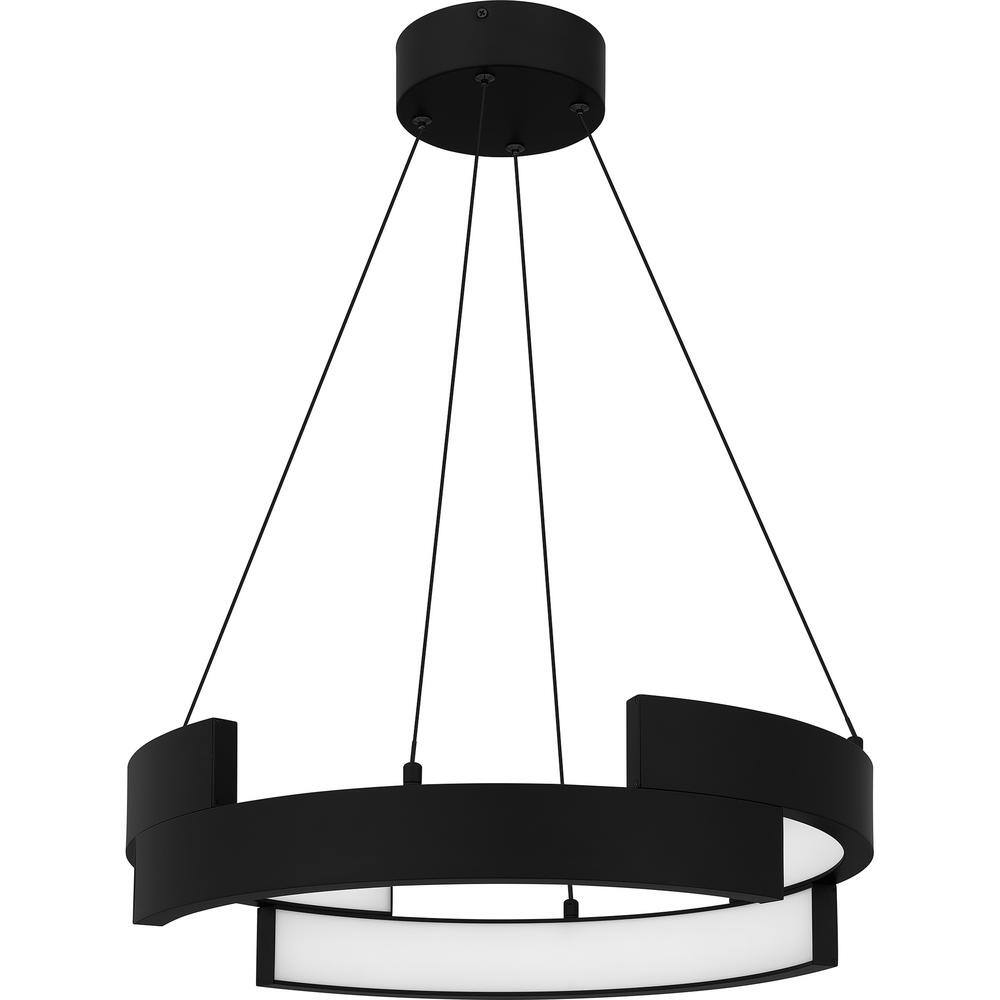 Hampton Bay Mcintosh 33-Watt Integrated LED Matte Black Pendant HD6411B