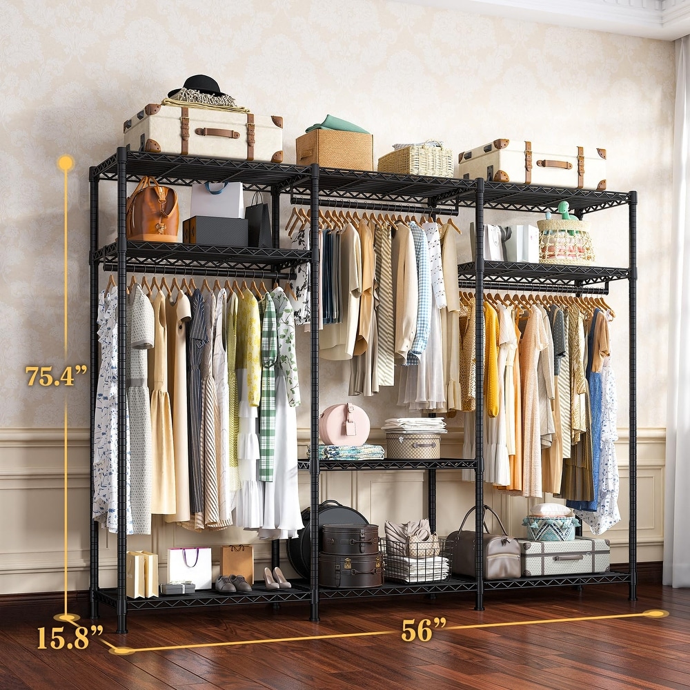 Heavy Duty Clothes Racks for Hanging Clothes Rack Load 795LBS Clothing Racks Adjustable Portable Clothes Rack Garment Racks