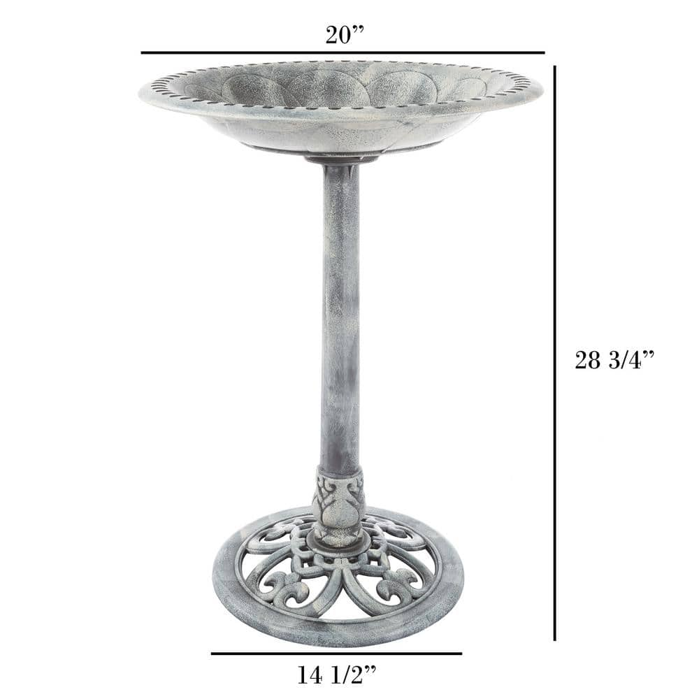 Pure Garden Weather Resistant Antique Bird Bath in Gray HW1500107