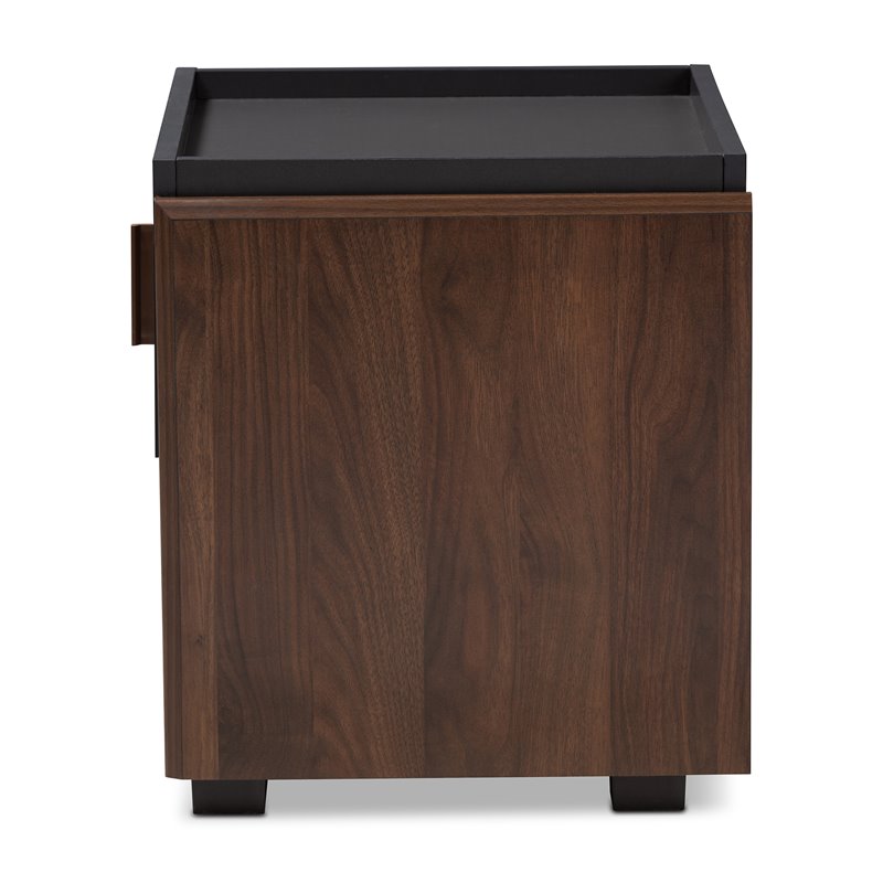 Home Square 1-Drawer Wood Nightstand Set in Gray and Walnut (Set of 2)