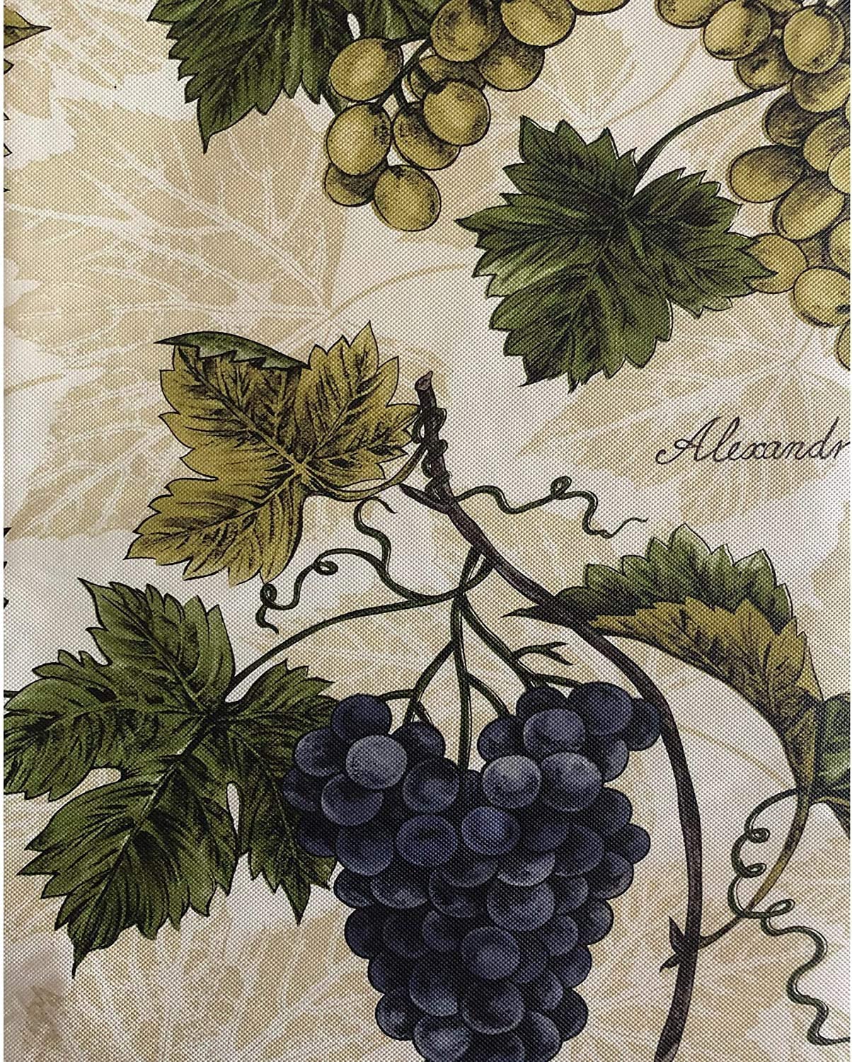 Newbridge Grapevine Vinyl Flannel Backed Tablecloth， Grape Theme Indoor/Outdoor Waterproof Tablecloth for Picnic， Barbeque， Patio and Kitchen Dining，， 70 Inch Round