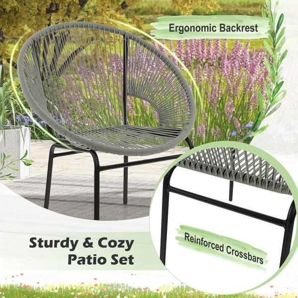 3PCS Patio Acapulco Furniture Bistro Set with Glass Table