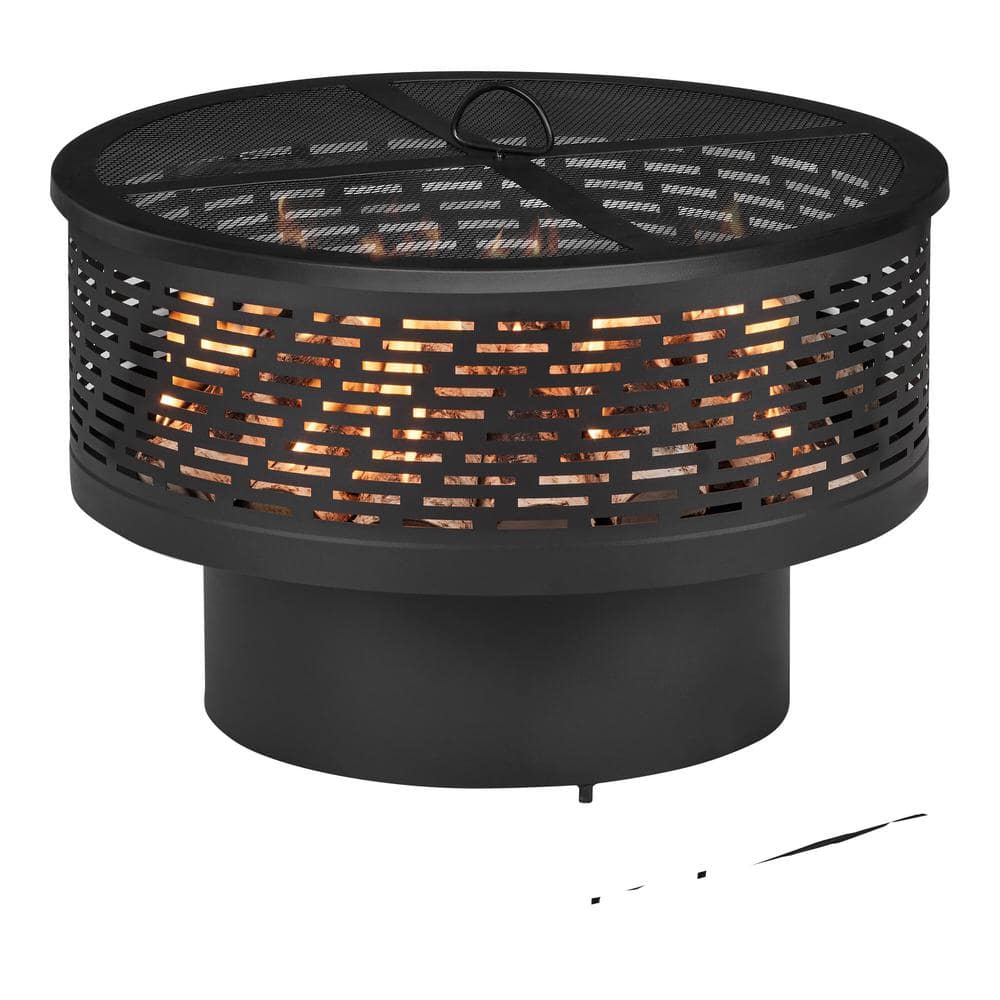 Hampton Bay 26 in. Outdoor Steel Wood Burning Black Fire Pit FT-61689