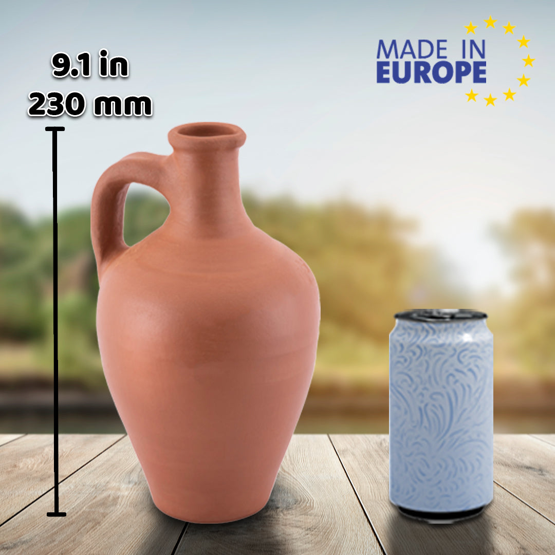 Handmade Clay Water Jar， LEAD-FREE Unglazed Terracotta Pitcher， Traditional Earthenware Jug， Clay Water Pot for Drinking