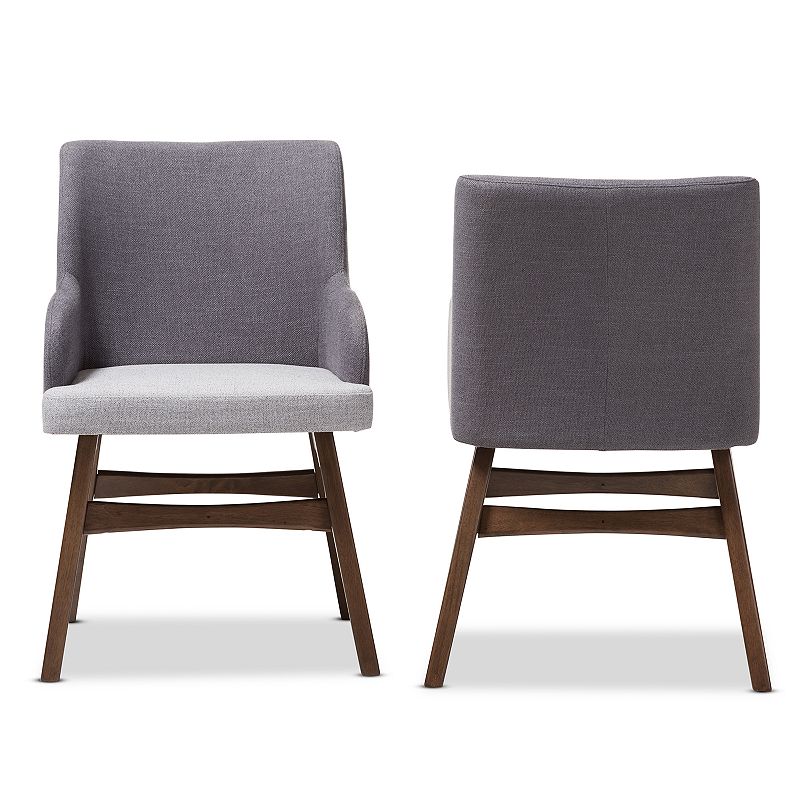 Baxton Studio Monte Mid-Century Arm Dining Chair 2-piece Set