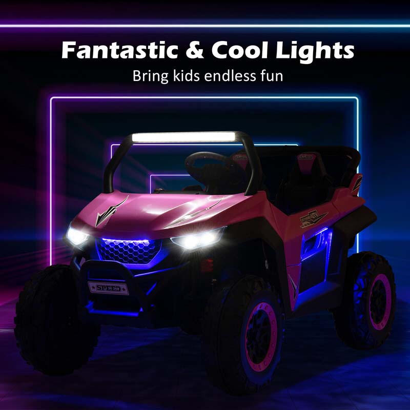 12V 2-Seater Kids Ride On UTV Car, Battery Powered RC Electric Vehicle with Lights & Music