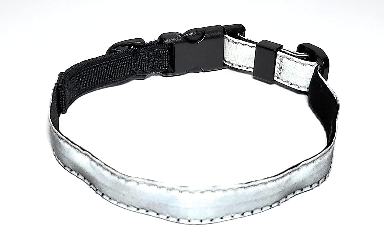 Cat Collar， Adjustable， Safety Stretch Elastic， Reflective， Silver