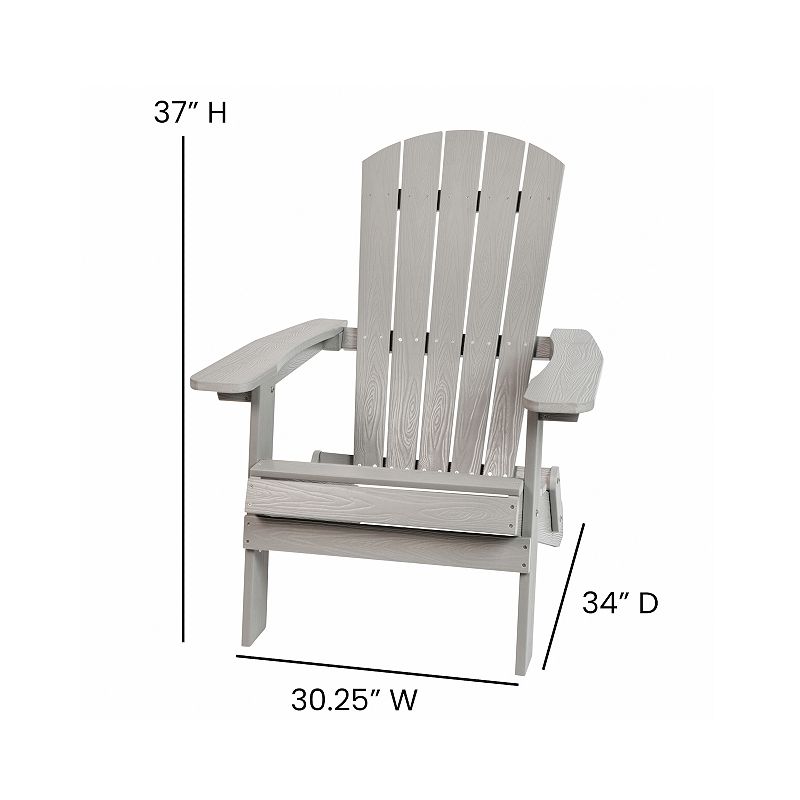 Flash Furniture Charlestown All-Weather 3-piece Folding Adirondack Chairs with Side Table Set