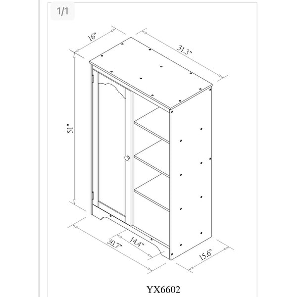 Nestfair Storage Armoire Cabinet With 3 Shelves - - 35865636