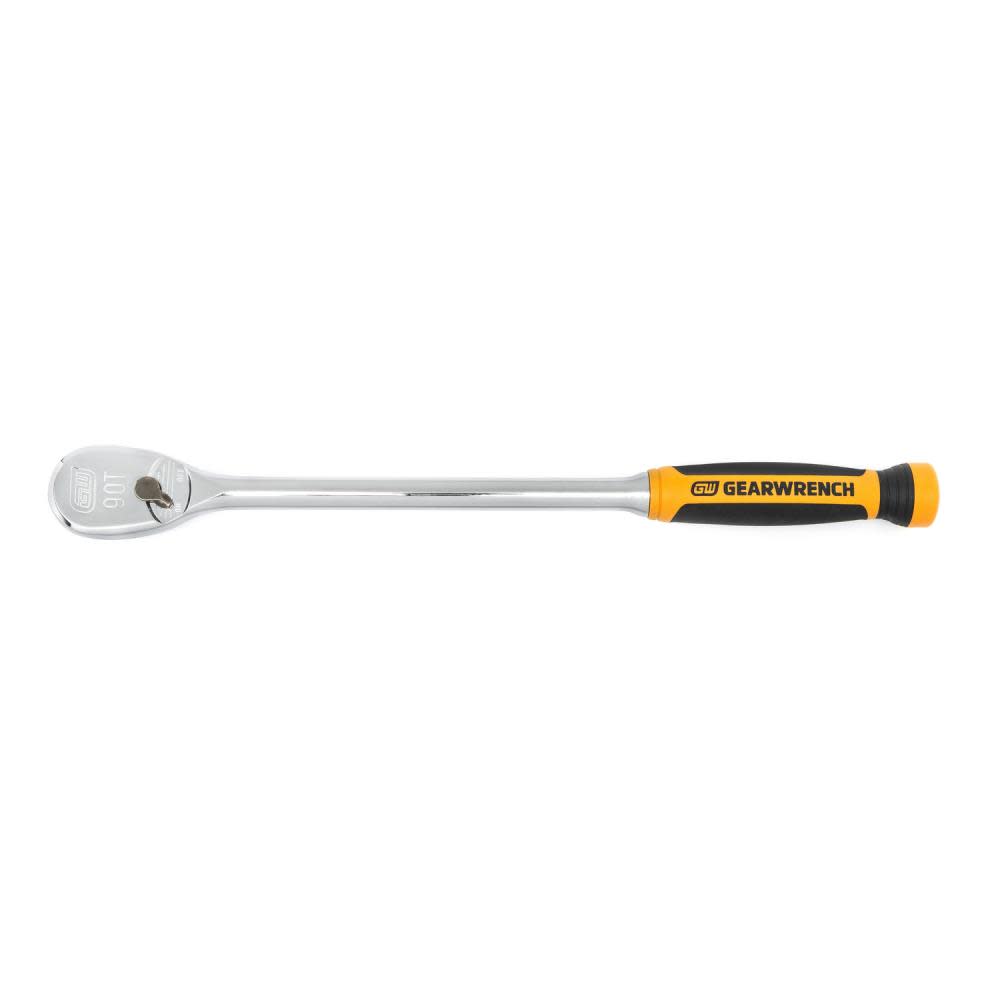 1/2 Drive 90 Tooth Long Handle Dual Material Teardrop Ratchet 16-1/2 ;