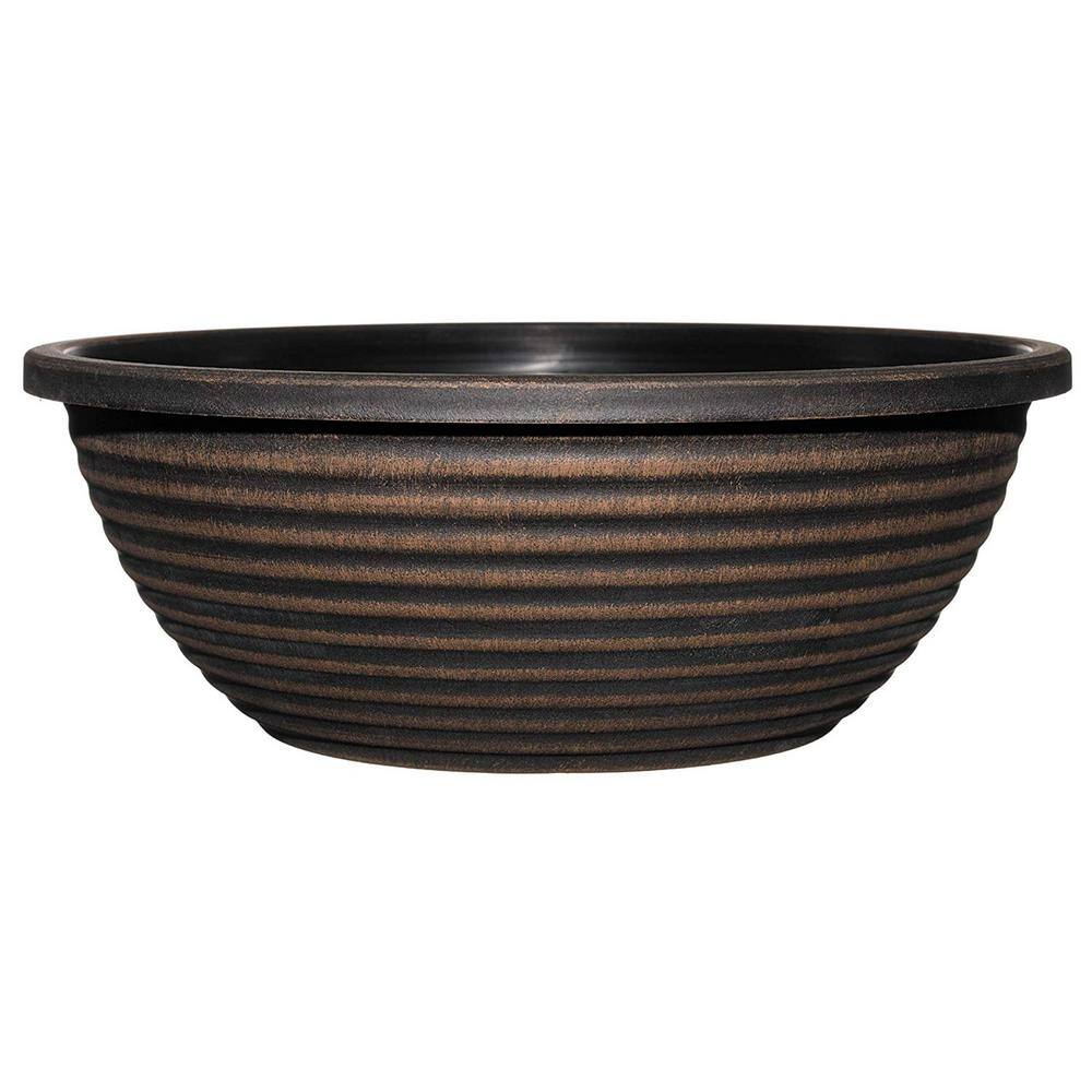 CHG CLASSIC HOME  GARDEN 17 in. Antique Copper Santa Fe Bowl Resin Planter 5601D-174PB