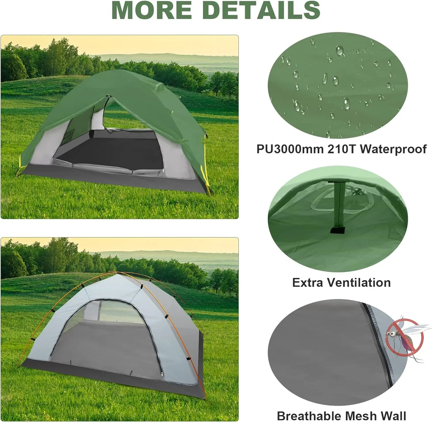 In Stock 2 3 Person Camping Tent Outdoor Hiking Family Cheap Manual Tents Waterproof For Play