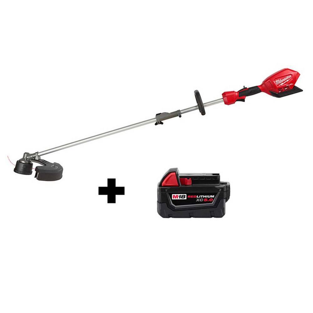 MW M18 FUEL 18V Lithium-Ion Cordless Brushless String Grass Trimmer W Attachment Capability W M18 5.0Ah Battery 2825-20ST-48-11-1850