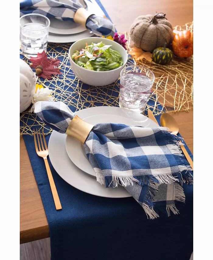 Design Imports Solid Navy Heavyweight Fringed Table Runner 14 X 72