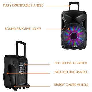 BEFREE SOUND 12 in. 2500-Watt Bluetooth Rechargeable Portable Party PA Speaker with Illuminating Lights 98595925M