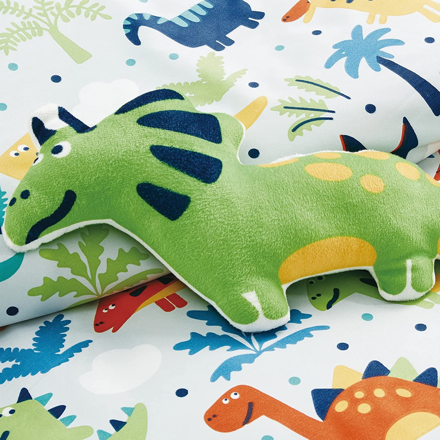 Chezmoi Collection 4-Piece Kids Multi-Color Dinosaurs Microfiber Comforter Set， Full/Queen