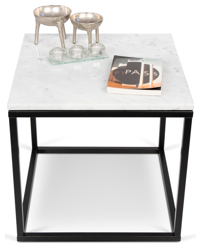 Prairie 20 quotx20 quotEnd Table With Marble Top   Contemporary   Side Tables And End Tables   by TEMAHOME  Houzz