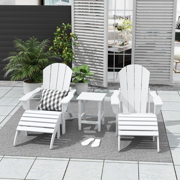 Polytrends Laguna Hdpe All Weather Outdoor Patio Foldable Adirondack Chairs Conversation Set (5Piece Set)