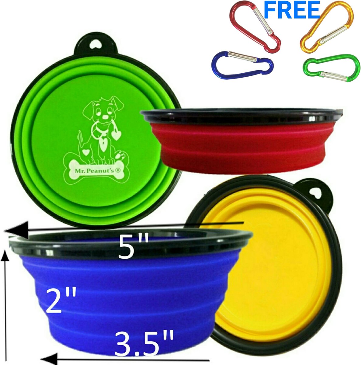 Mr. Peanut's Premium Collapsible Silicone Dog and Cat Bowls