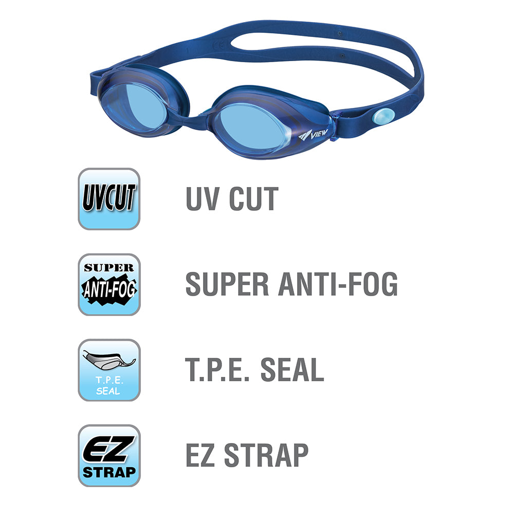 VIEW Swimming Gear V-825 Solace Fitness Swim Goggles, Blue