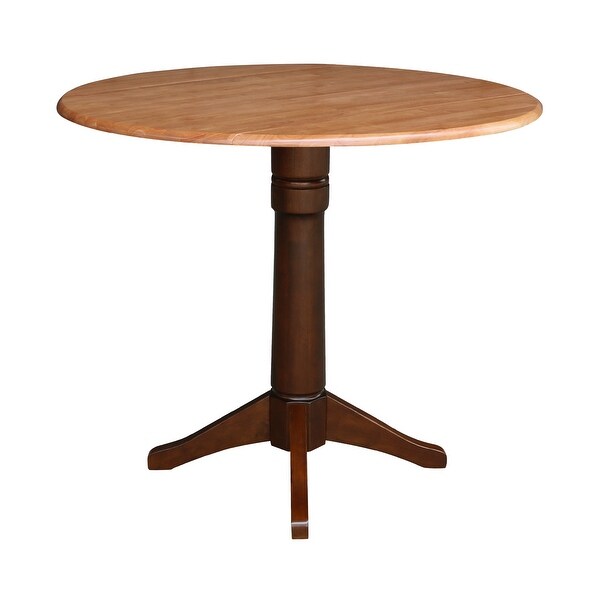 42 in. Round Top Dual Drop Leaf Pedestal Dining Table