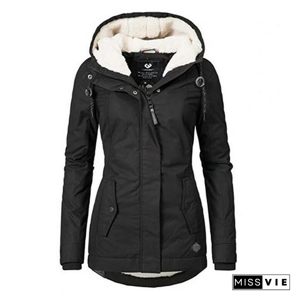 New Autumn and Winter Ladies Fashion Warm Jacket Plus Velvet Padded Cotton Clothing Winter Coat