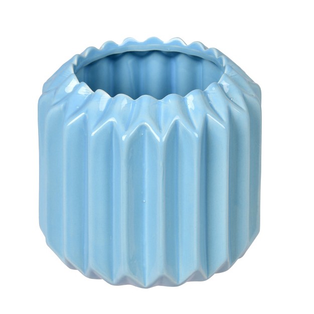 Powder Blue Ceramic Pot Let This Pot Stand On Its Own Or Pair With A Faux Floral For A Finished Look It Measures 5 25 Tall By 5 5