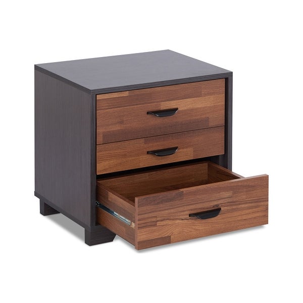 ACME Eloy Nightstand with 3 Drawers in Walnut and Espresso - - 21895280