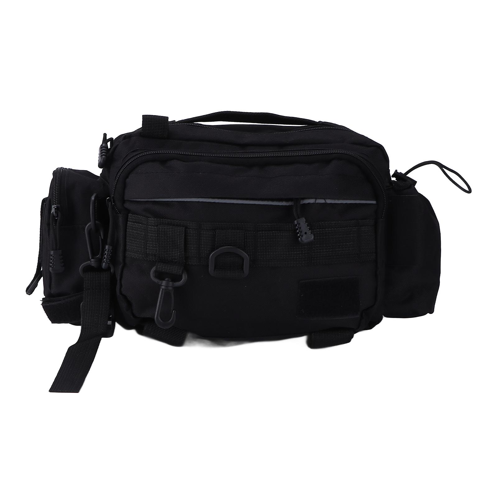 Fishing Tackle Bag Nylon 600d Fishing Gear Sling Pack With Waist Belt For Outdoor Cyclingblack